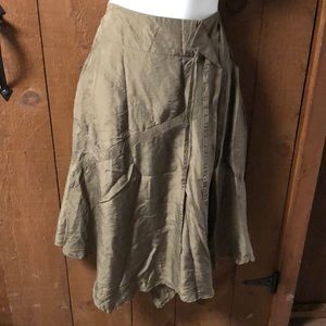 khaki satin handkerchief skirt